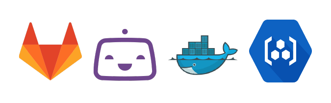 Logos of GitLab, Bitrise, Docker and Google Container Registry
