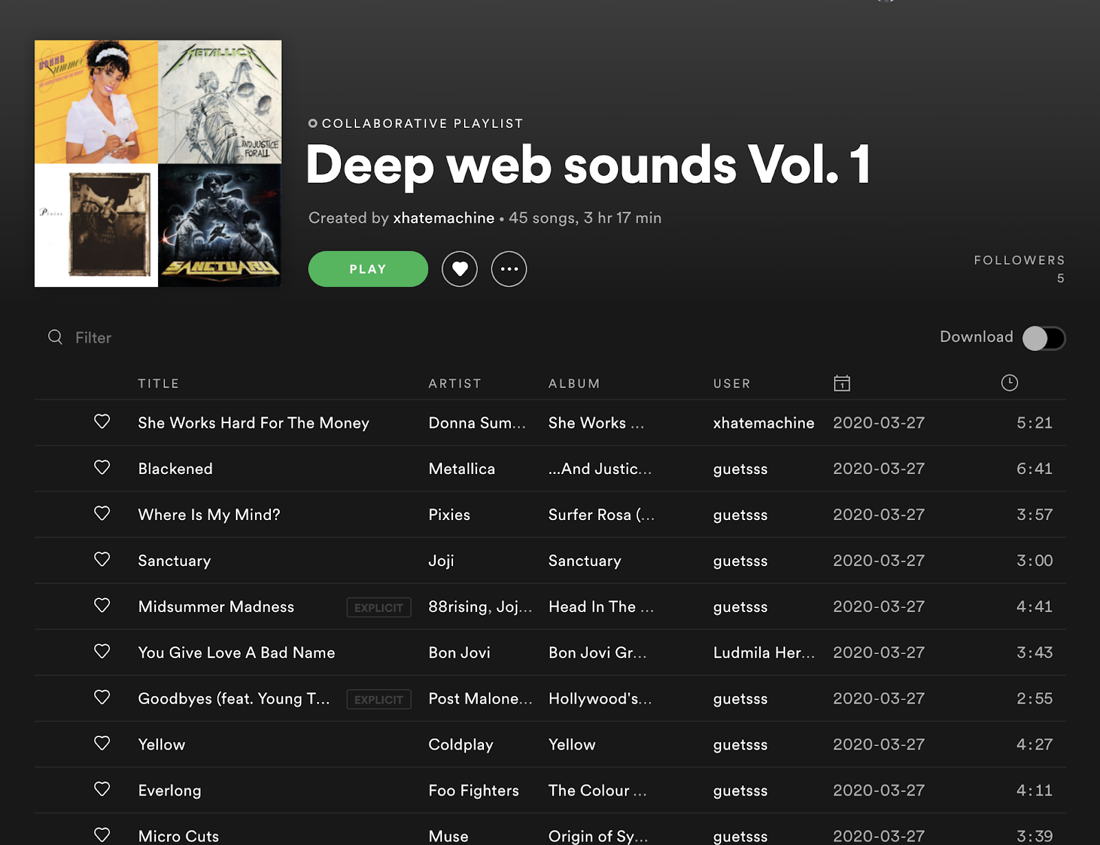 Our [first playlist team](https://open.spotify.com/playlist/2hi5fqS1D0V3ICCxJc4qdL?si=uIM8wuOpRSSDMX3d2oiAKw) (in total we did 12)